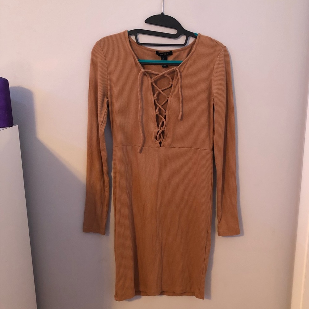 Forever 21 dark beige body-con dress